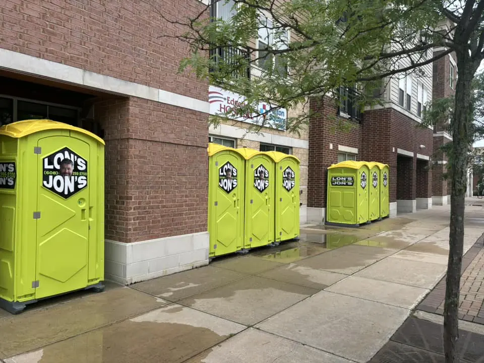 Lon's Jons aligned along a street sidewalk