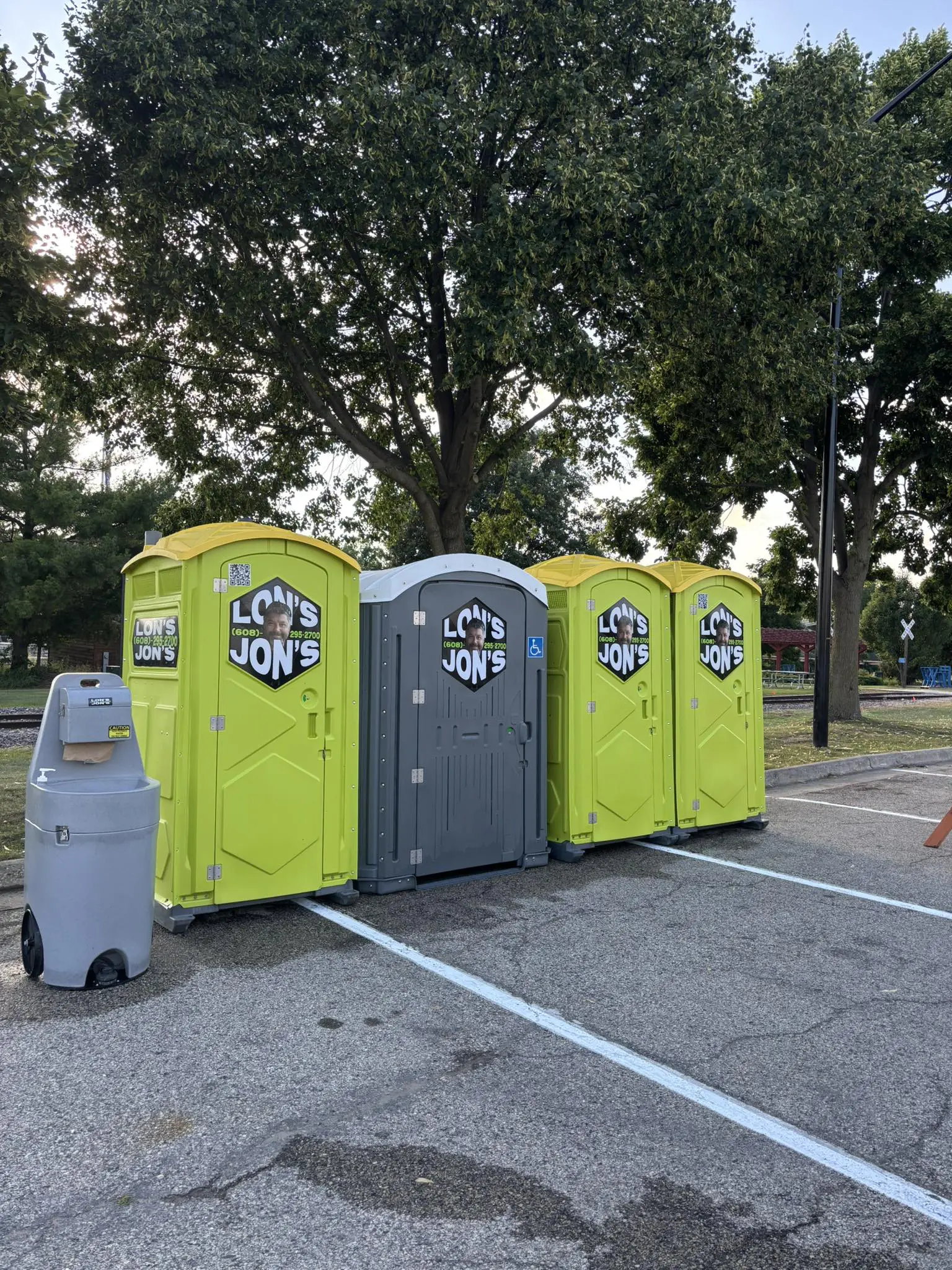 Parking lot porta potties